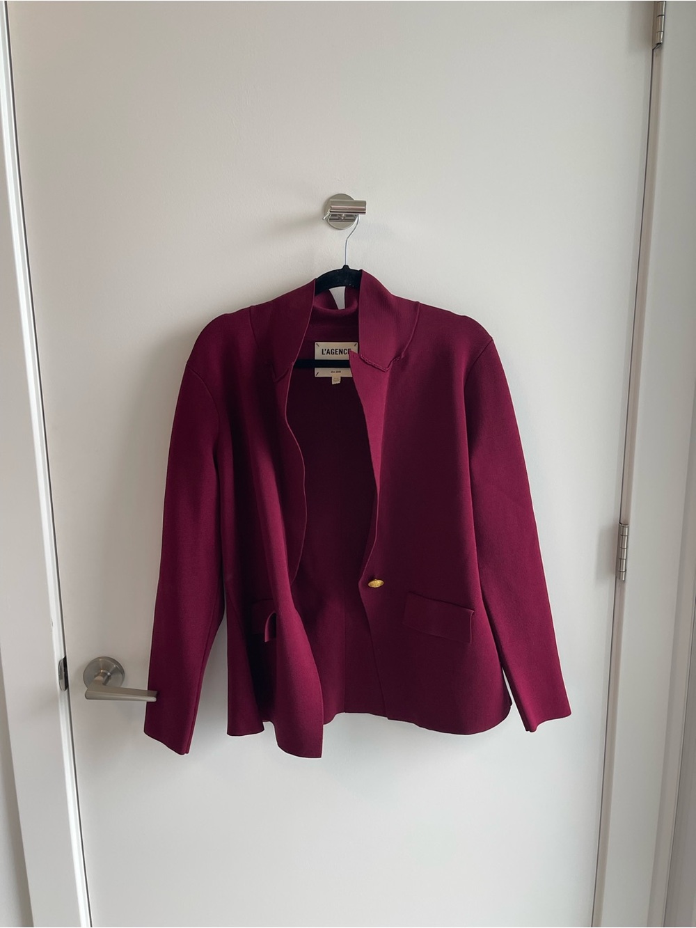L'AGENCE Burgundy Chamberlain Knit Blazer